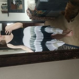 black and white tie dye sun dress M
